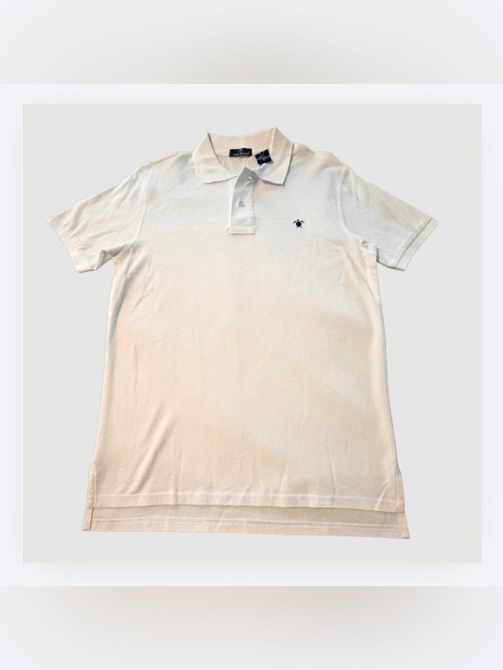 Simply Southern Men’s White Polo with Embroidered Logo, Size Small